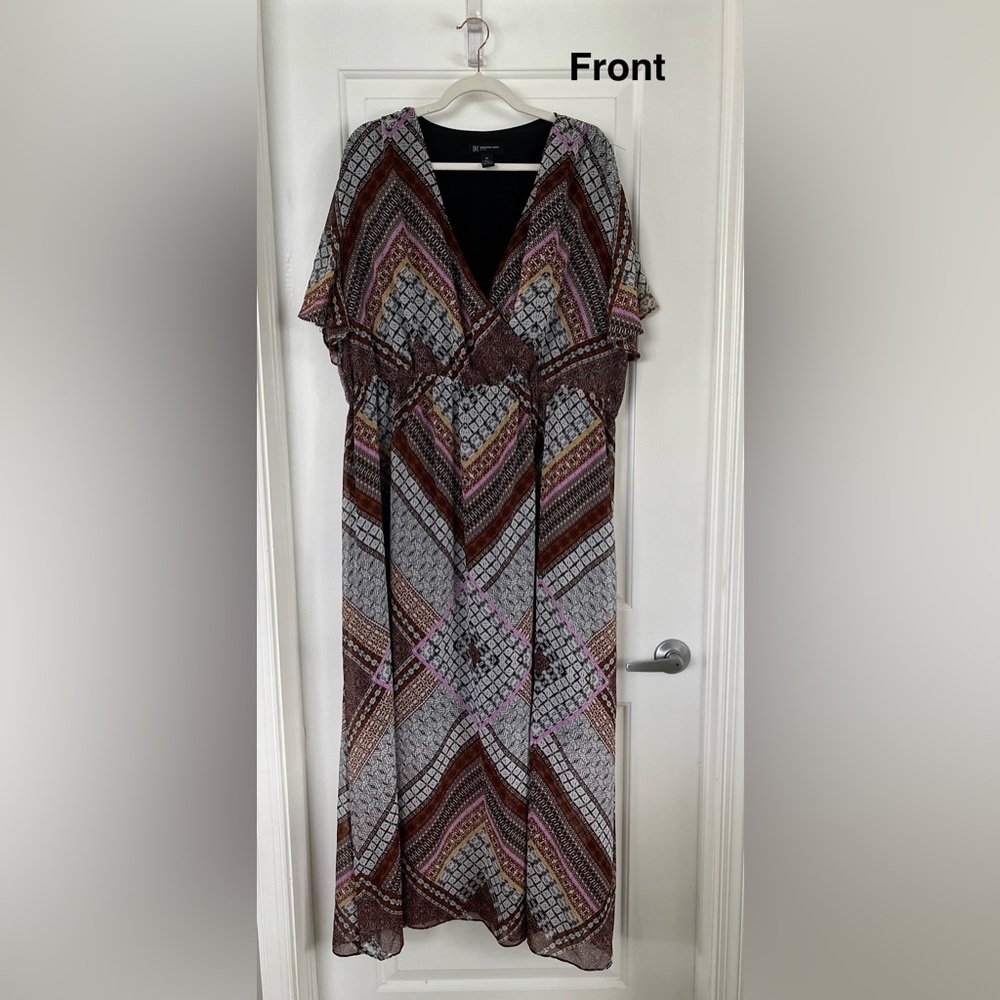 INC International Concepts Multicolor Geometric Maxi Dress
